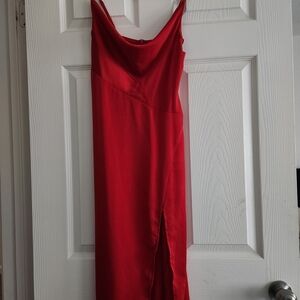 Elegant Red Midi Slip Dress